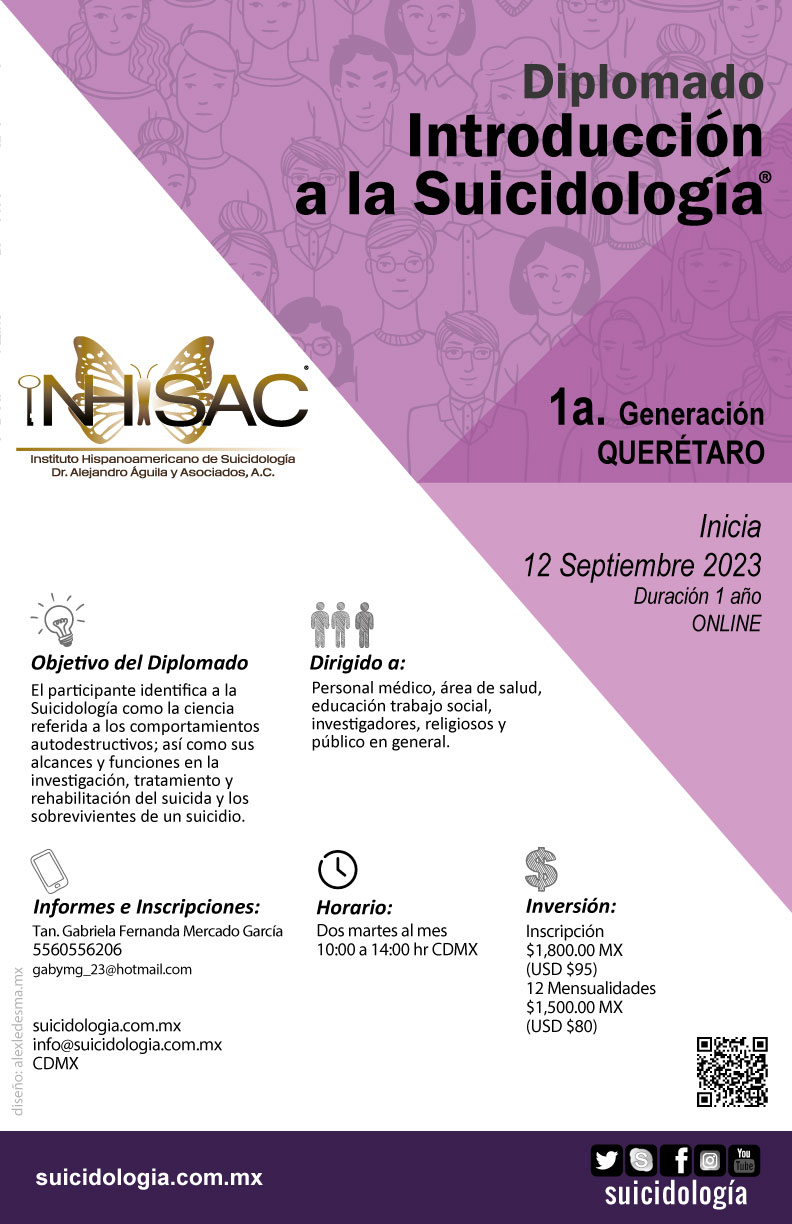 Diplomado en Introducción a la Suicidologia Querétaro | suicidologia.com.mx