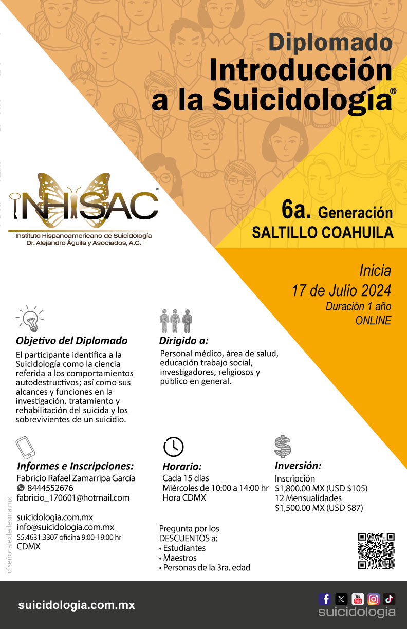 Diplomado en Introducción a la Suicidologia Saltillo Coahuila | suicidologia.com.mx