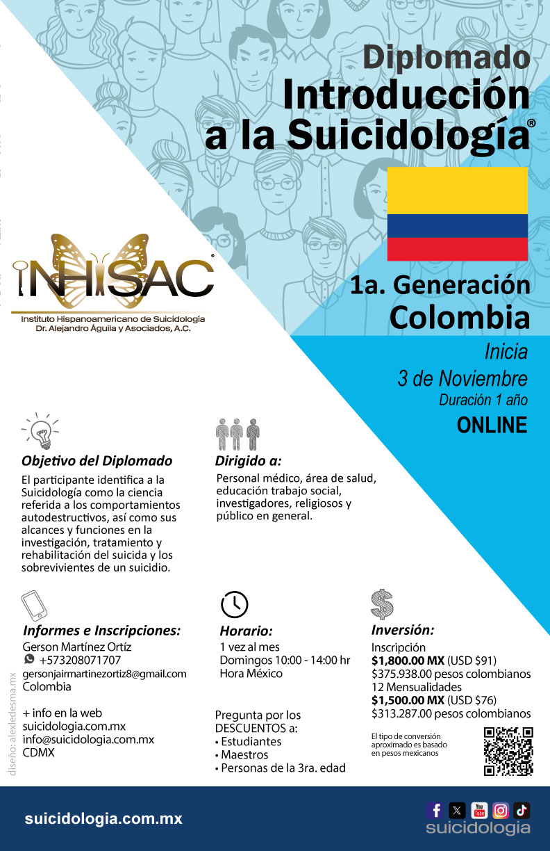 Diplomado en Introducción a la Suicidologia Sede Colombia | suicidologia.com.mx