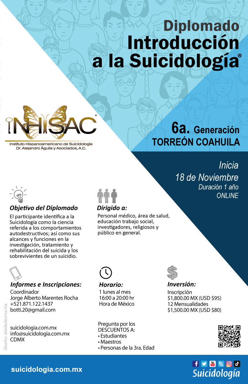 Diplomado en Introducción a la Suicidologia Sede Torreón | suicidologia.com.mx