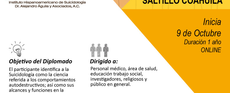 Diplomado en Introducción a la Suicidologia Sede Saltillo | suicidologia.com.mx