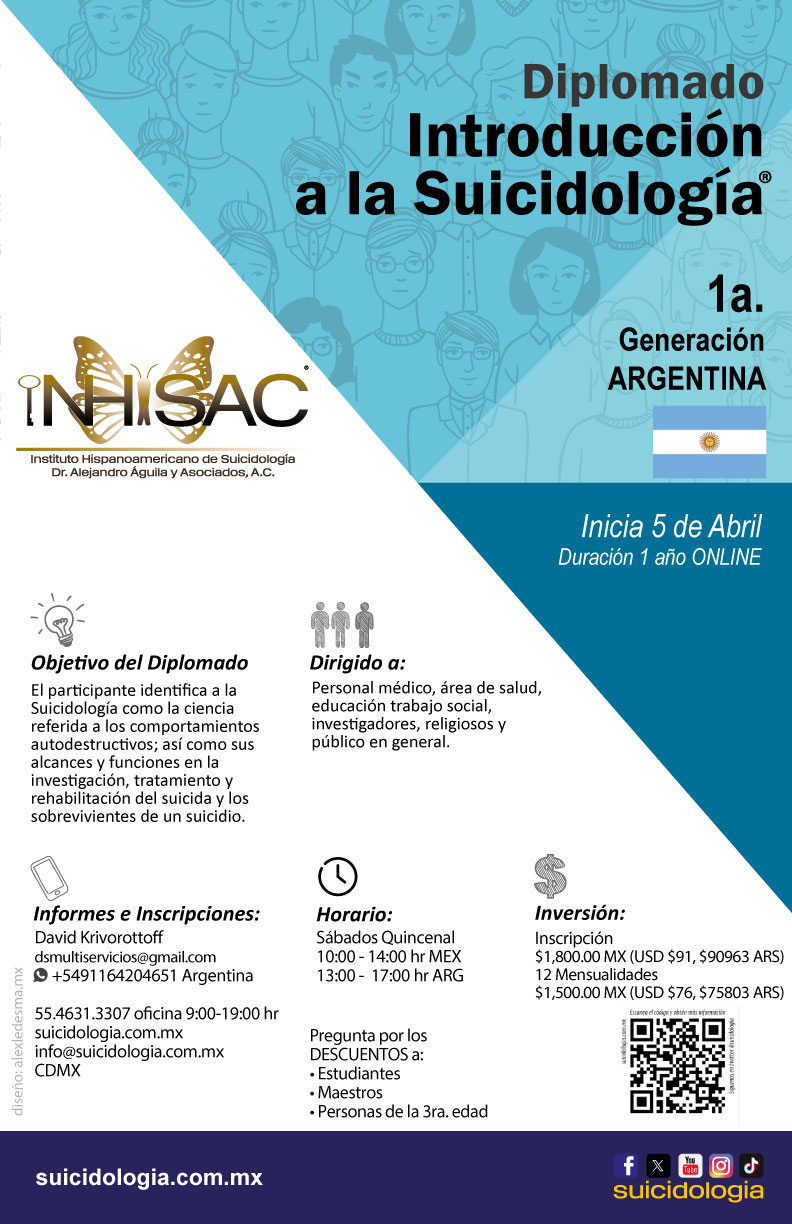 Diplomado Introducción a la Suicidologia Sede Argentina | suicidologia.com.mx