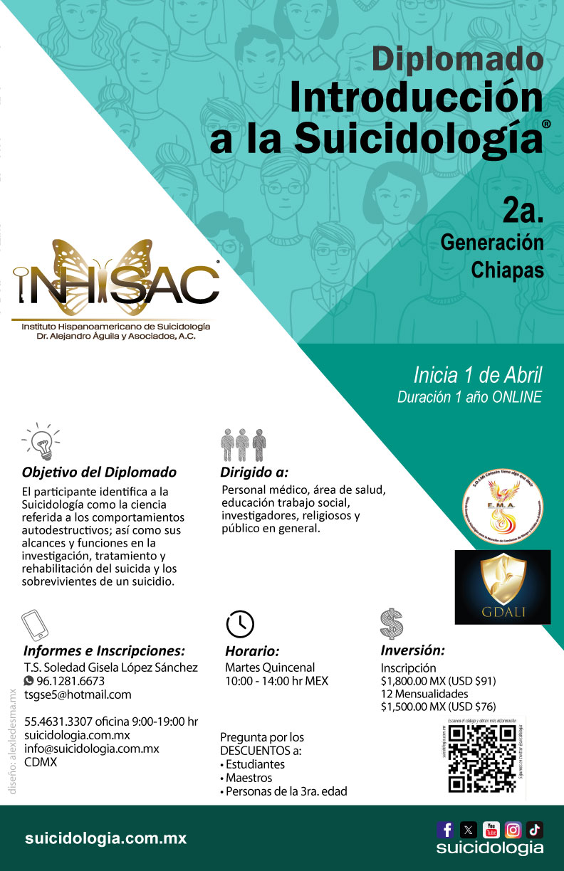 Diplomado Introducción a la Suicidologia Sede Chiapas | suicidologia.com.mx