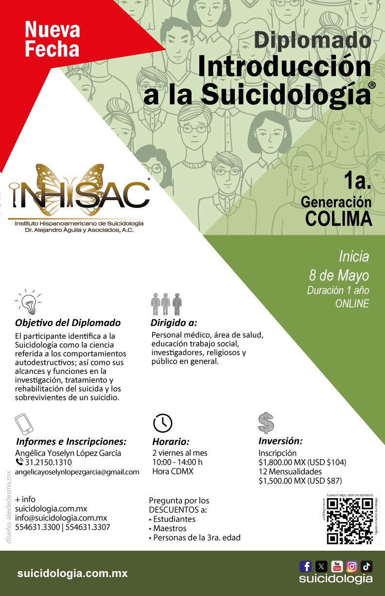 Diplomado Introducción a la Suicidologia sede Colombia | suicidologia.com.mx